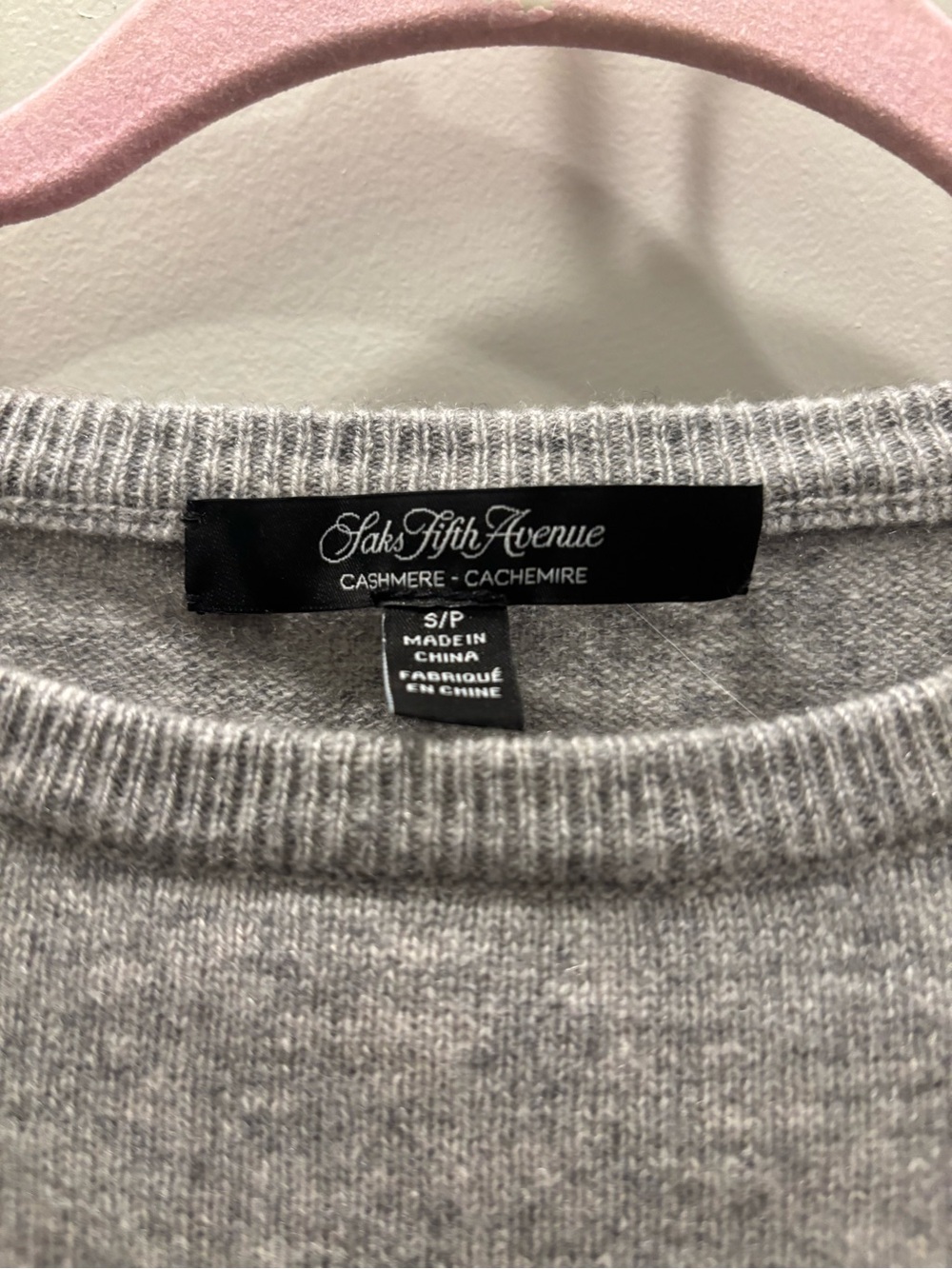 Saks Fifth Avenue Light Gray Cashmere Crew Neck Sweater